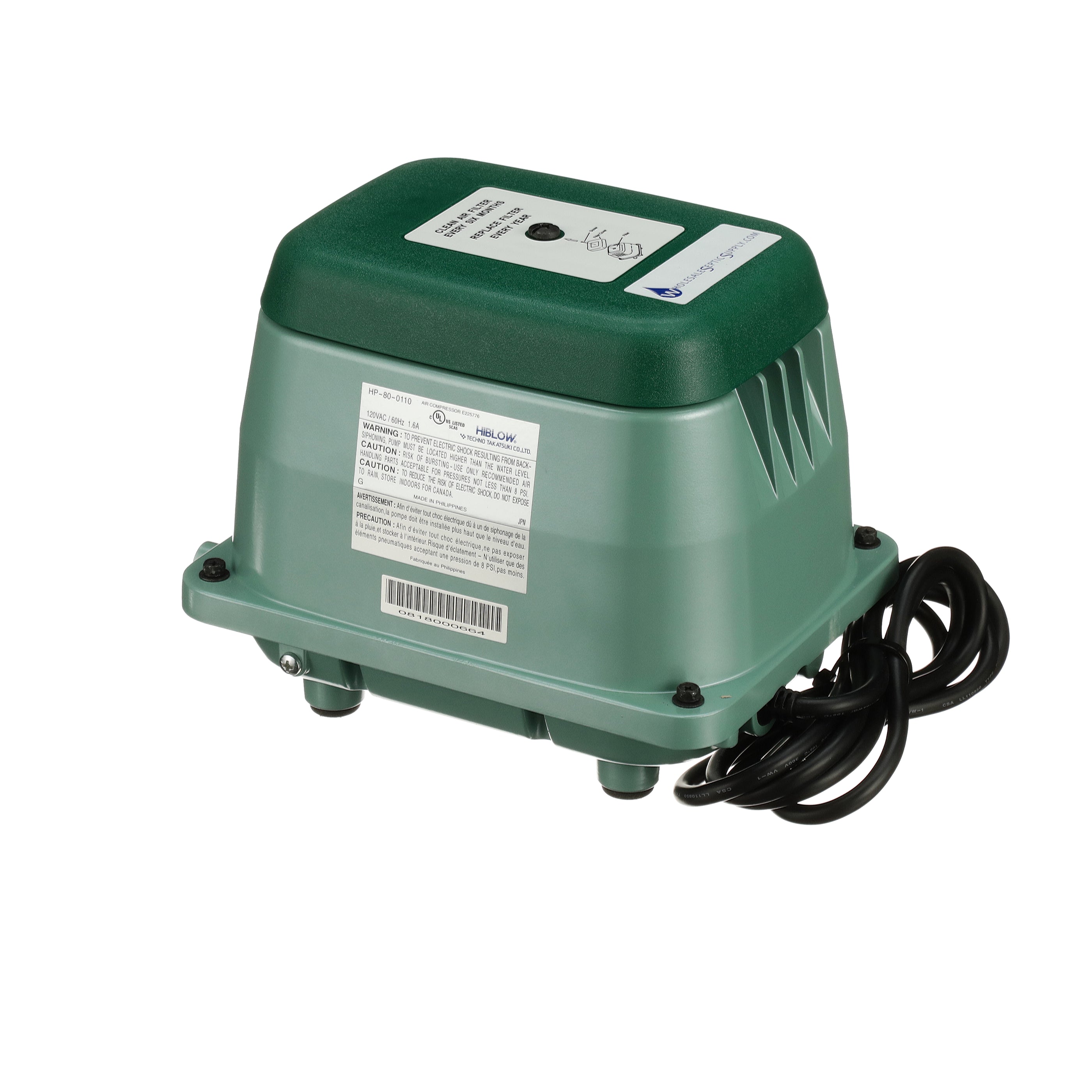 Hiblow HP-80-0117 Septic Air Pump - Wholesale Septic Supply