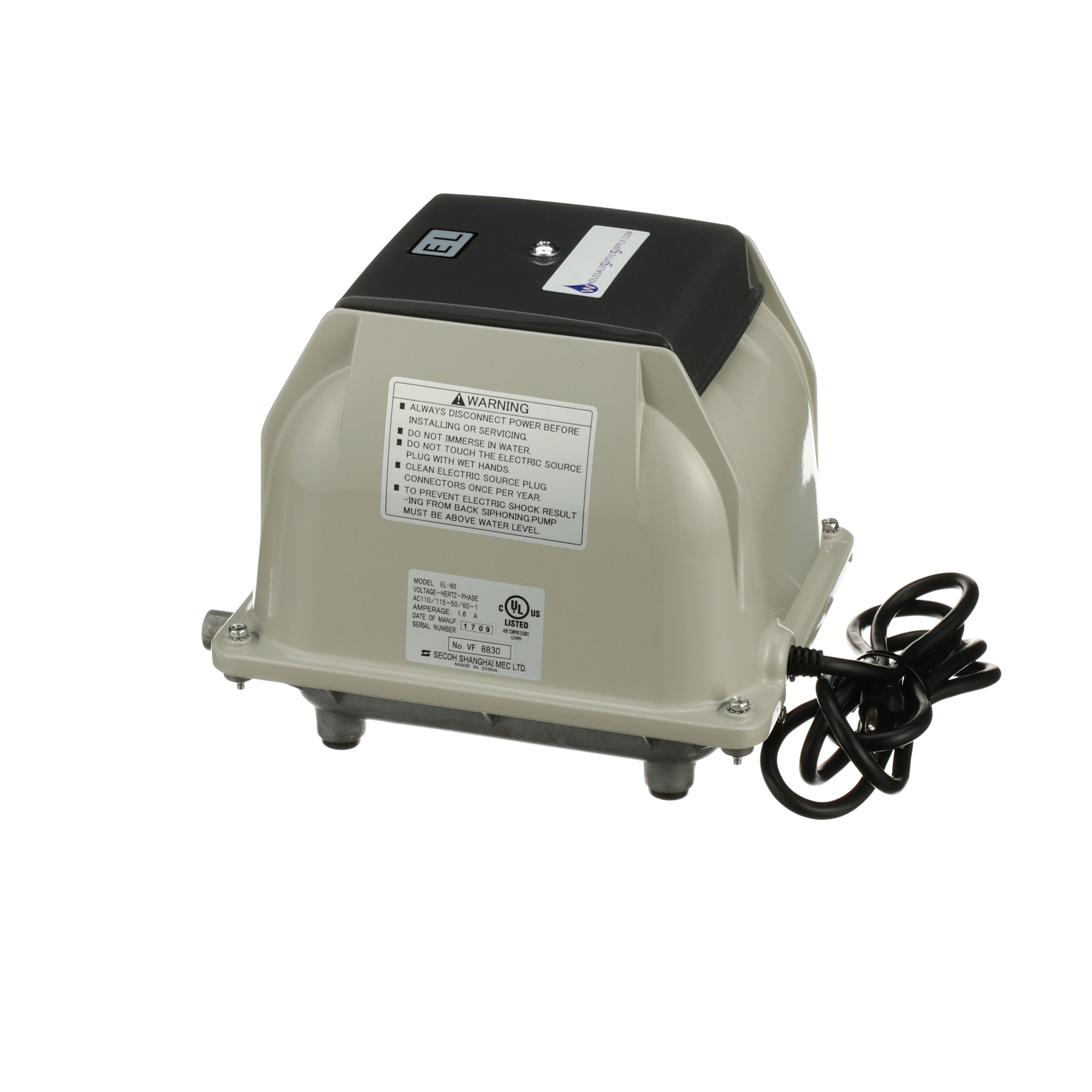 Secoh EL-60 Septic Air Pump Aerator - Wholesale Septic Supply